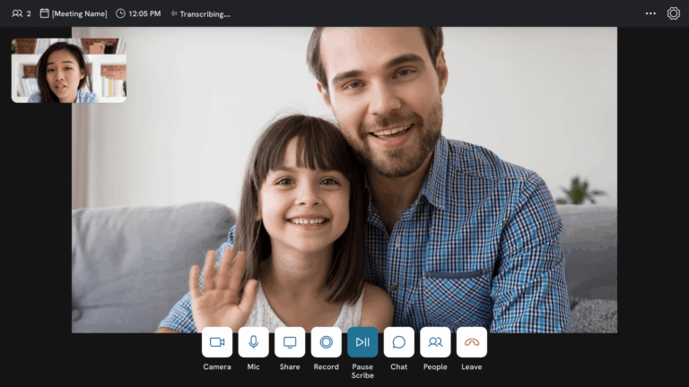 Image of Video call that is being transcribed by Owl Practice Smart Notes Telehealth Scribe